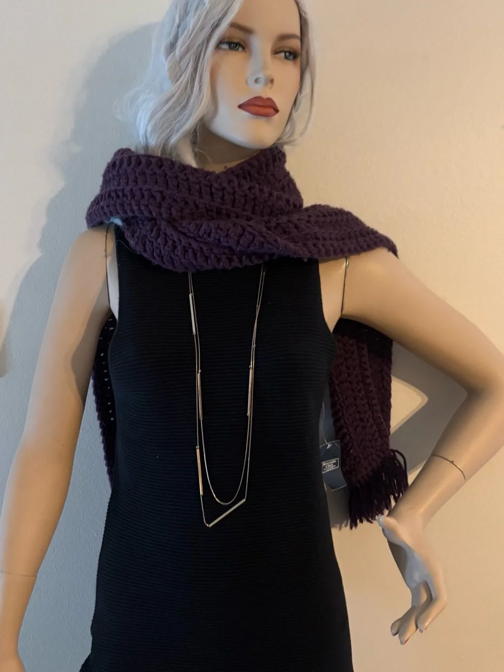 Handmade Chunky Knit  Scarf - Deep Plum